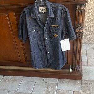 Phixclothes Dark Blue Men's Casual Button Down Shirt